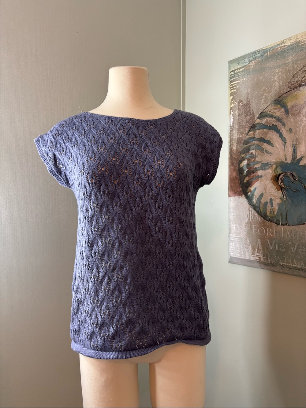Banana Republic Navy Openwork Knit Tank
